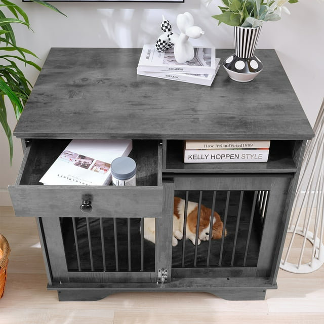 Tucker Murphy Pet Tucker Murphy Pet Furniture Style Dog Crate Wooden Dog Crate With Storage Drawers Dog Furniture End Table Indoor Dog Kennel Wit